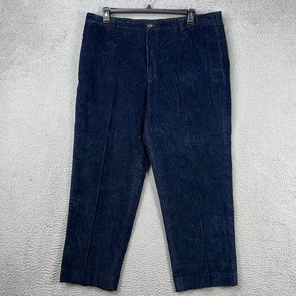 L.L. Bean Pants Corduroy Mens 40 Blue Classic Fit Straight Leg Flat Front Pocket